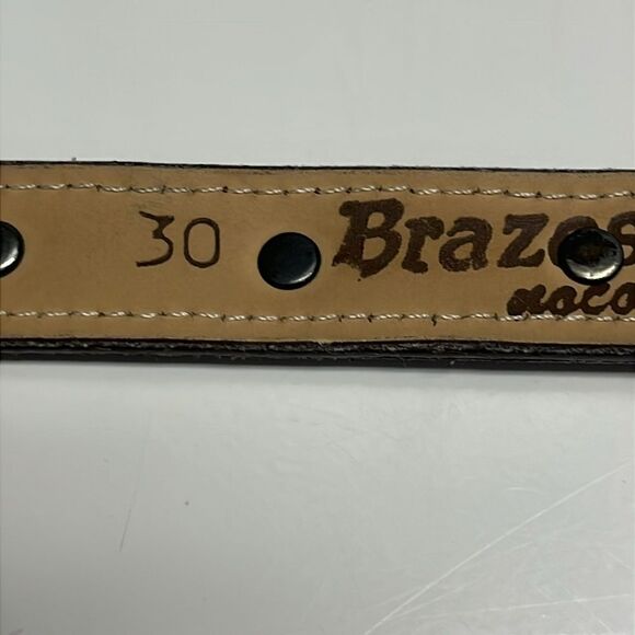 Brazos Joe Belt Co. Nocana, Texas, USA Thin Concho Belt Silver-Tone Hardware 30